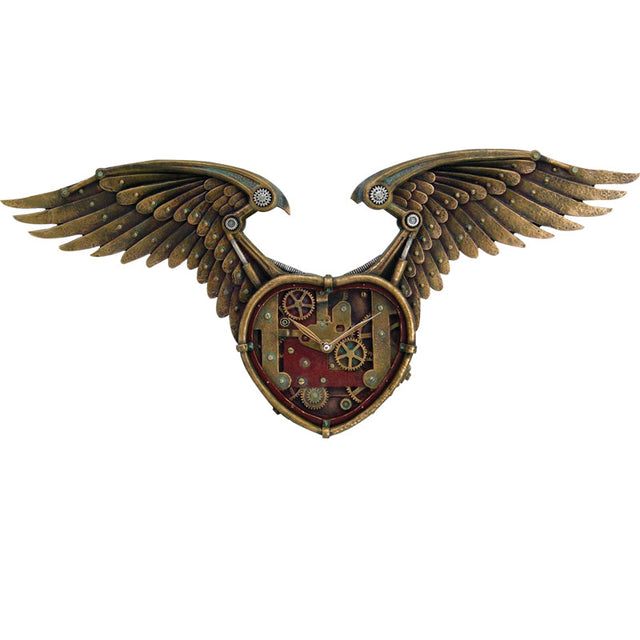 26.5" Steampunk Wing Heart Clock - Magick Magick.com