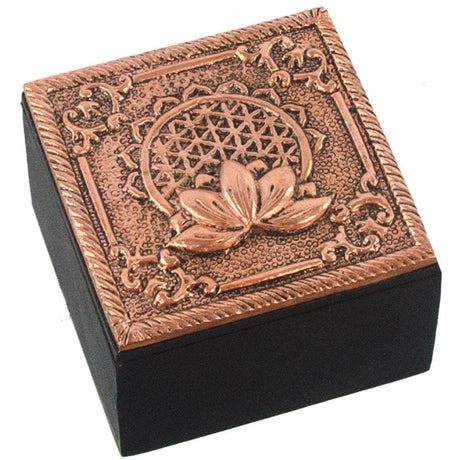 2.3" Bronze Metal Trinket Box - Flower of Life - Magick Magick.com