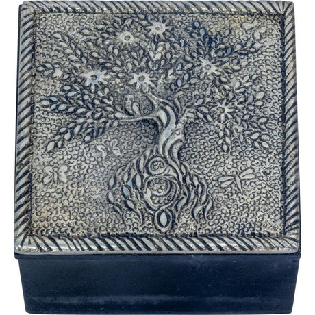 2.3" White Metal Trinket Box - Tree of Life - Magick Magick.com