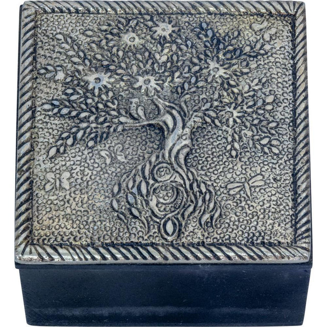 2.3" White Metal Trinket Box - Tree of Life - Magick Magick.com