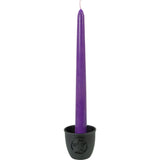 2.5" Cast Iron Taper Candle Holder - Pentacle with Raven - Magick Magick.com