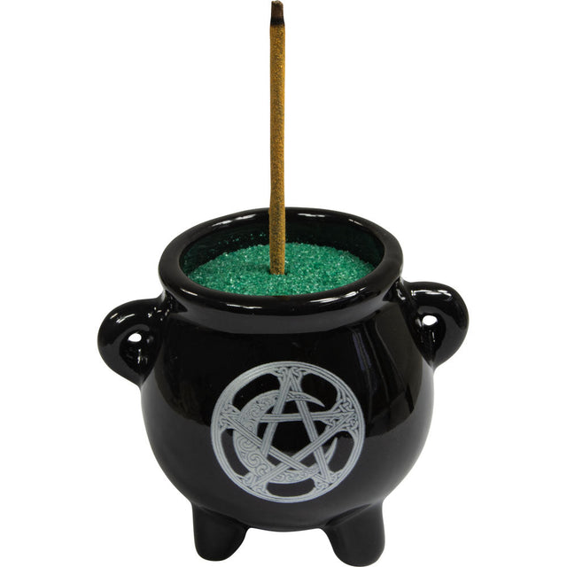 2.5" Ceramic Mini Cauldron - Celtic Moon - Magick Magick.com