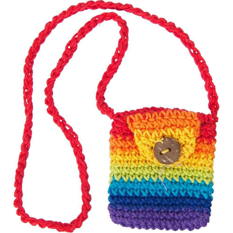 2.5" Crocheted Cotton Crystal Pouch - Rainbow - Magick Magick.com