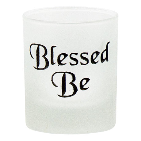 2.5" Etched Glass Votive Holder - Blessed Be - Magick Magick.com