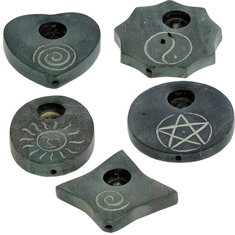 2.75" Soapstone Cone Burners Assortment Black (Set of 5) - Magick Magick.com