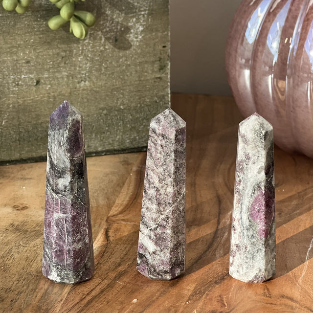 3-4" Gemstone Obelisk - Garnet in Astrophollite - Magick Magick.com