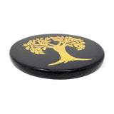 3" Black Agate Altar Tile - Tree of Life - Magick Magick.com