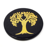 3" Black Agate Altar Tile - Tree of Life - Magick Magick.com