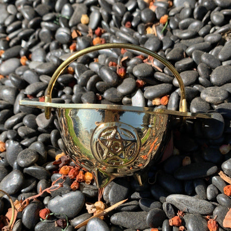3" Brass Cauldron with Pentacle - Magick Magick.com
