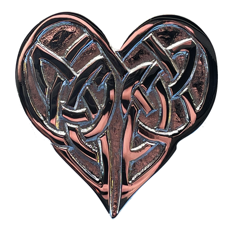 3" Celtic Heart Altar Tile Silver Plated Brass - Magick Magick.com