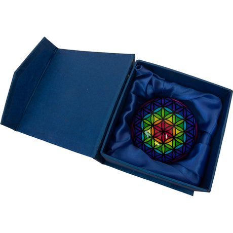3" Clear Glass Paper Weight - Flower of Life - Magick Magick.com