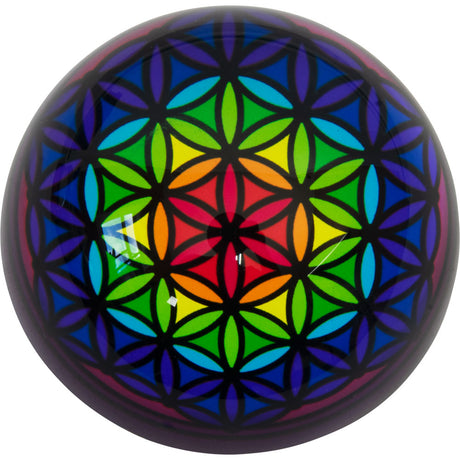 3" Clear Glass Paper Weight - Flower of Life - Magick Magick.com