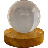 3" Crystal Ball with Wood LED Light Base - Magic Cauldron - Magick Magick.com