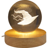 3" Crystal Ball with Wood LED Light Base - Witch Hat - Magick Magick.com