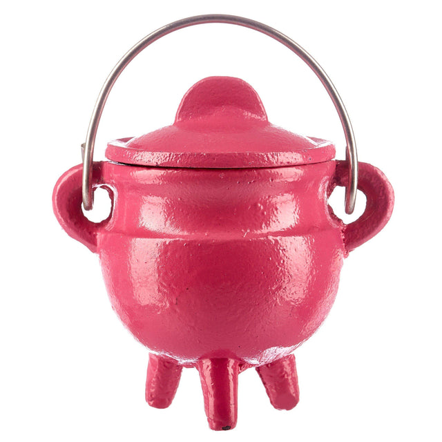 3" Pink Cast Iron Cauldron with Lid - Magick Magick.com