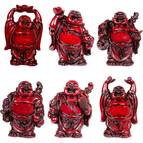 3" Polyresin Redstone Feng Shui Figurines - Buddha (Set of 6) - Magick Magick.com
