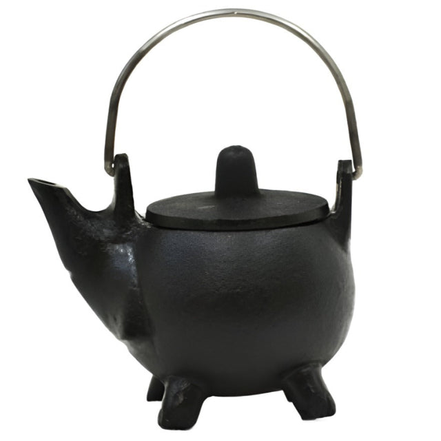 3" Pot Belly Cast Iron Cauldron Kettle with Lid - Magick Magick.com