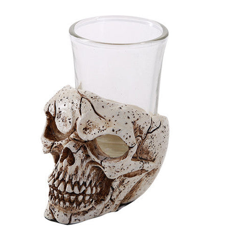 3" Resin and Glass Skull Shot Glass - Magick Magick.com