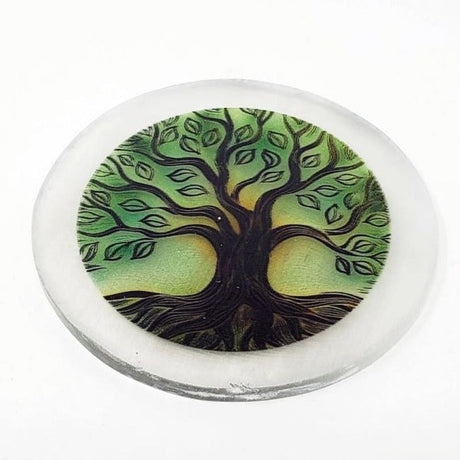 3" Selenite Altar Tile - Tree of Life - Magick Magick.com
