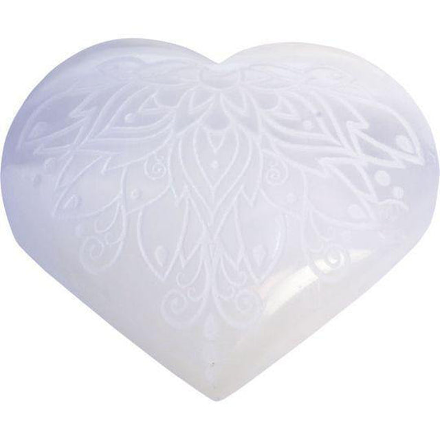 3" Selenite Heart - Lotus - Magick Magick.com