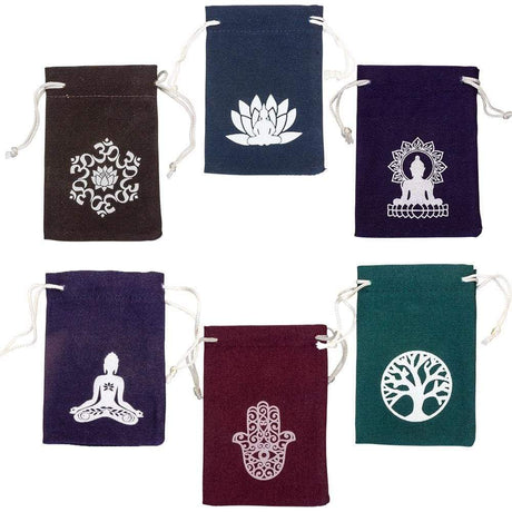 3" x 3.75" Printed Cotton Pouch - Assorted Patterns (Set of 6) - Magick Magick.com