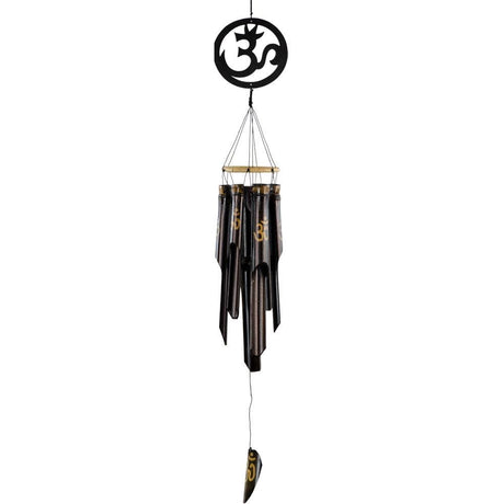 30" Bamboo Wind Chime - Gold Painted Om - Magick Magick.com