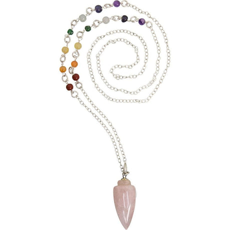 34" Pendulum Necklace - Rose Quartz - Magick Magick.com