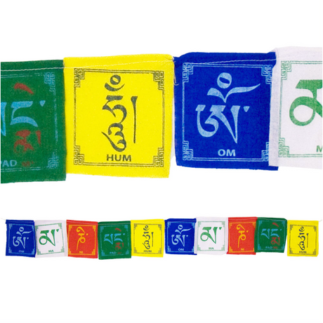 34" Tibetan Prayer Flags - 10 Flaps Om Mani Padme Hum - Magick Magick.com
