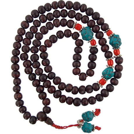 36" Rosewood and Turquoise Mala Beads - Magick Magick.com