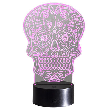 3.35" Day of the Dead Floral Skull 3D Light - Magick Magick.com