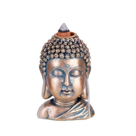 3.5" Bronze Buddha Head Backflow Incense Burner - Magick Magick.com