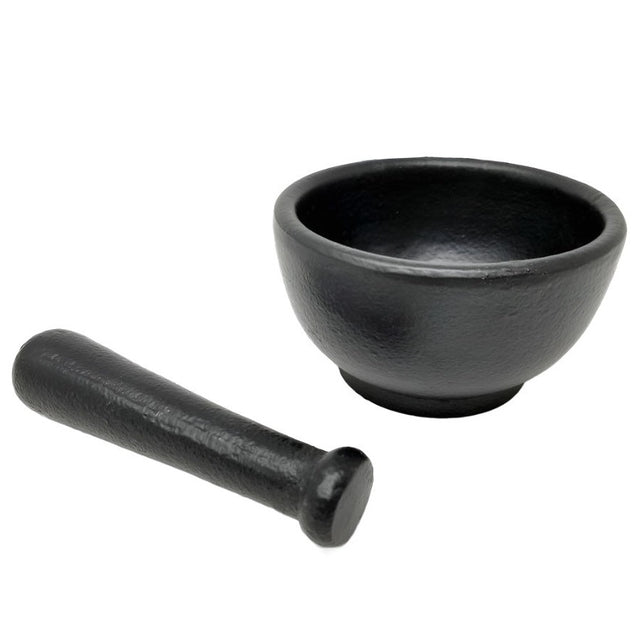 3.5" Cast Iron Cauldron Mortar & Pestle Set - Magick Magick.com