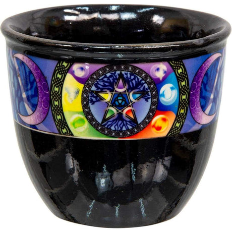 3.5" Ceramic Smudge Pot - Pentacle - Magick Magick.com