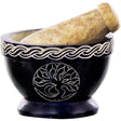 3.5" Soapstone Mortar & Pestle - Tree of Life Blue - Magick Magick.com