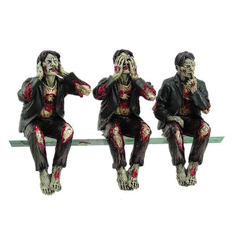 3.5" Walking Undead Zombie Statue Set - See, Hear, Speak No Evil (Set of 3) - Magick Magick.com