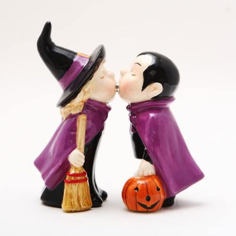 3.75" Witch & Vampire Magnetic Salt and Pepper Shakers Set - Magick Magick.com