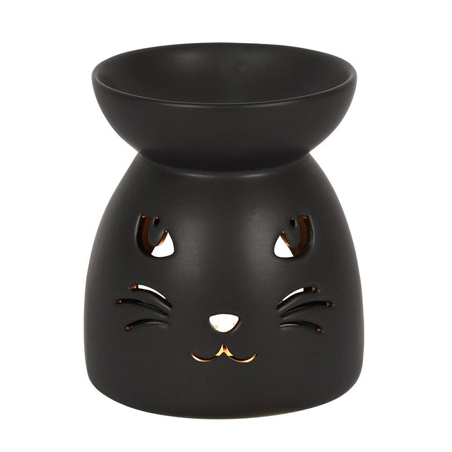 3.9" Ceramic Oil Burner - Cat Face - Magick Magick.com
