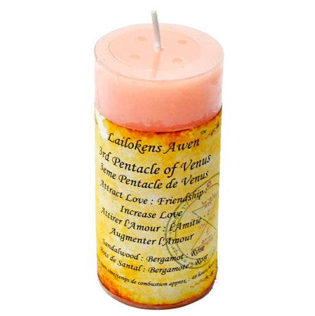 4" 3rd Pentacle of Venus Scented Lailokens Awen Candle - Magick Magick.com