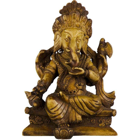 4" Antique Resin Statue - Ganesha - Natural - Magick Magick.com