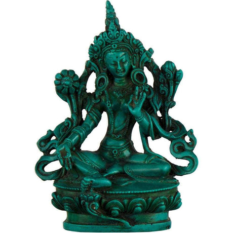 4" Antique Resin Statue - Tara - Turquoise - Magick Magick.com