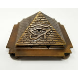 4" Brass Egyptian Pyramid Cone Burner with Eye of Horus - Magick Magick.com