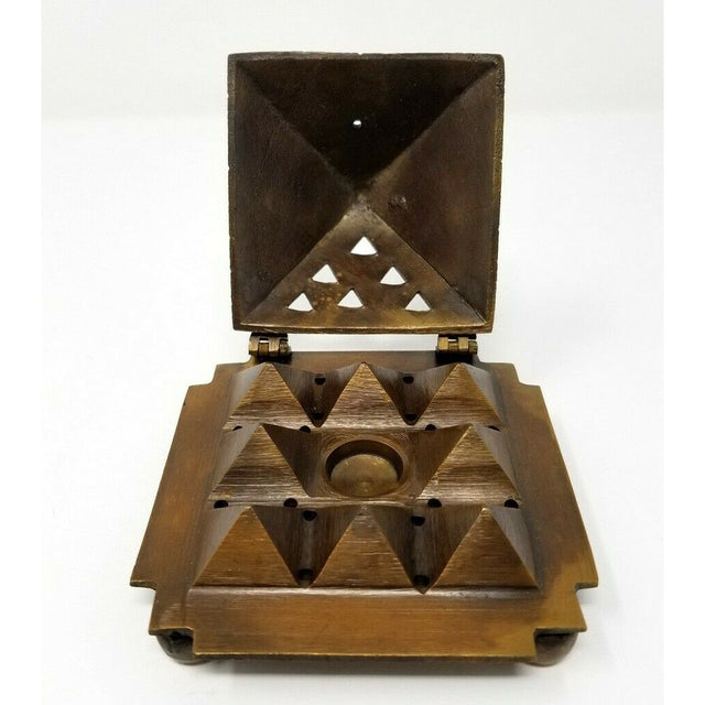 4" Brass Egyptian Pyramid Cone Burner with Eye of Horus - Magick Magick.com