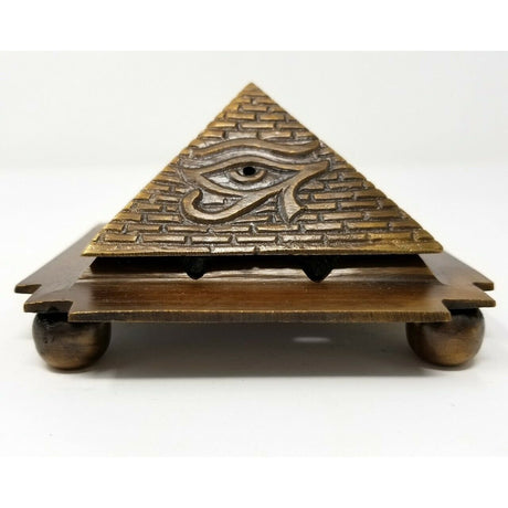 4" Brass Egyptian Pyramid Cone Burner with Eye of Horus - Magick Magick.com