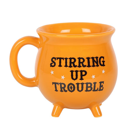 4" Ceramic Cauldron Mug - Stirring Up Trouble Orange - Magick Magick.com