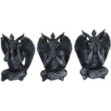 4" Sitting Baphomet Statue Set - See, Hear, Speak No Evil (Set of 3) - Magick Magick.com