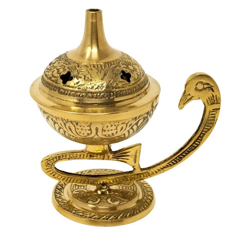 4" Solid Brass Peacock Burner - Magick Magick.com