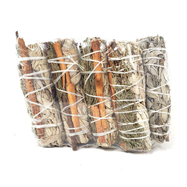 4" White Sage, Cedar & Cinnamon Stick Smudge Stick - Magick Magick.com