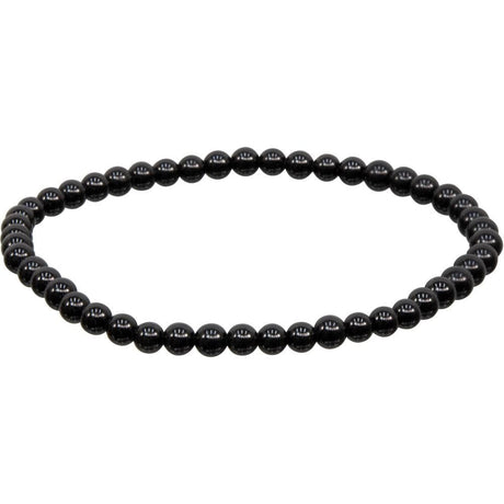 4 mm Elastic Bracelet Round Beads - Black Tourmaline - Magick Magick.com