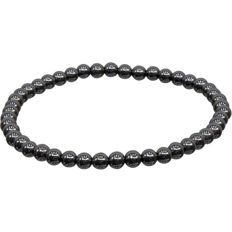 4 mm Elastic Bracelet Round Beads - Hematite - Magick Magick.com