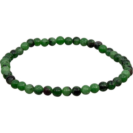 4 mm Elastic Bracelet Round Beads - Ruby Zoisite - Magick Magick.com